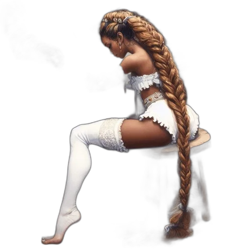 hair, staff, dress, concept art transparent PNG cut-out