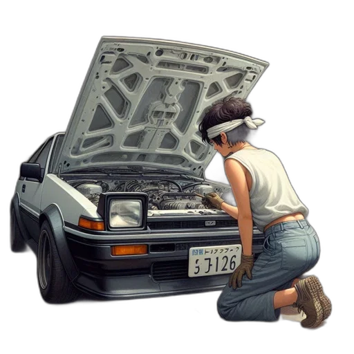 car, robot, concept art, photorealistic transparent PNG cut-out