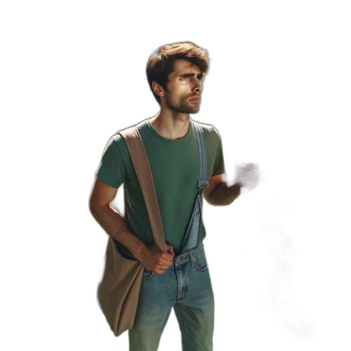 jacket, staff, concept art, 3d render transparent PNG cut-out