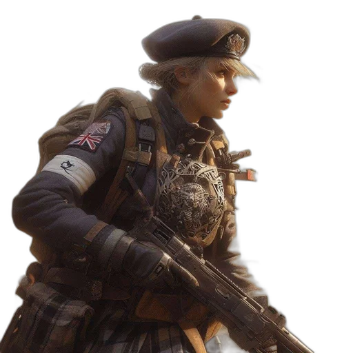 weapon, staff, jacket, face transparent PNG cut-out