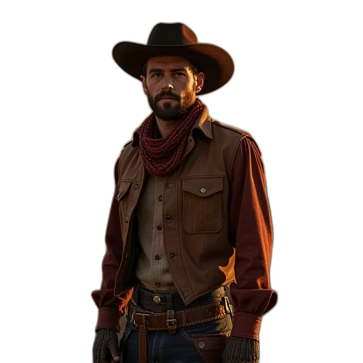 jacket, hat, staff, concept art transparent PNG cut-out