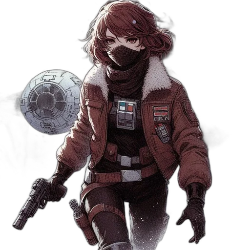jacket, weapon, staff, mask transparent PNG cut-out