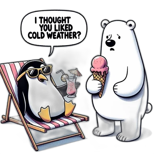 concept art, cartoon, comic book art, penguin transparent PNG cut-out