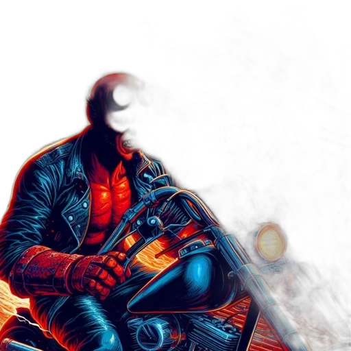 jacket, weapon, comic book art, cyberpunk transparent PNG cut-out