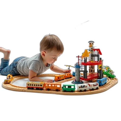 3d render, city street, child, playing transparent PNG cut-out