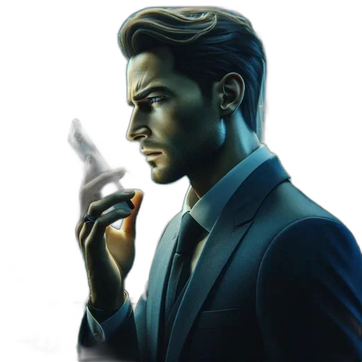 jacket, face, concept art, photorealistic transparent PNG cut-out