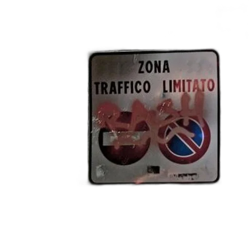 graffiti-covered, sign, italy, reads transparent PNG cut-out
