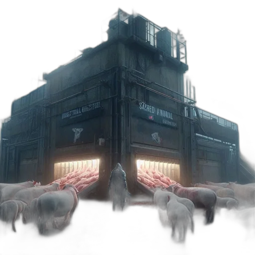 building, concept art, cyberpunk, 3d render transparent PNG cut-out
