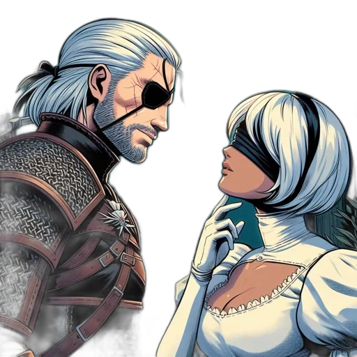 comic book art, concept art, fantasy art, two transparent PNG cut-out
