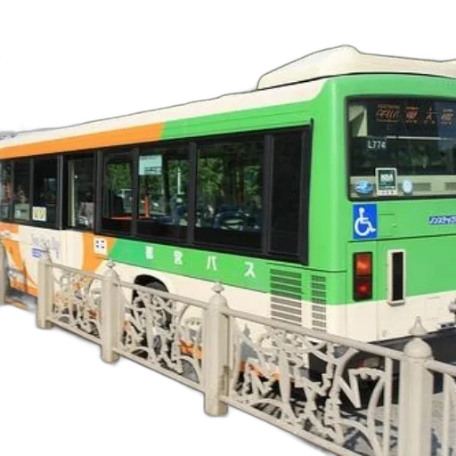 3d render, green, orange, bus transparent PNG cut-out