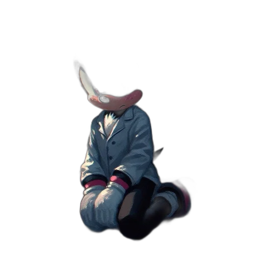 hat, jacket, creature, staff transparent PNG cut-out