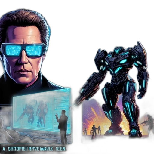 robot, concept art, comic book art, 3d render transparent PNG cut-out