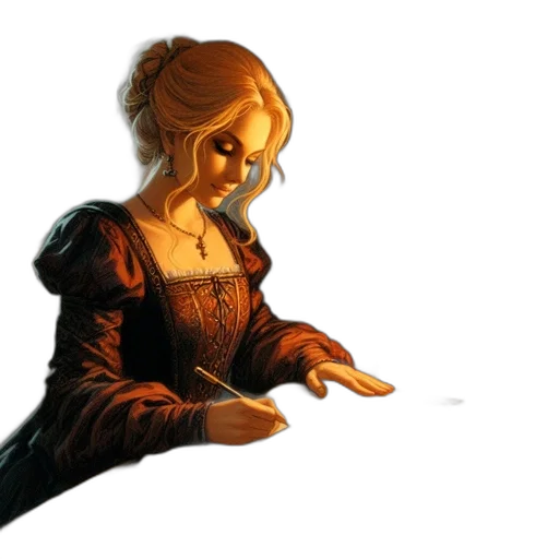dress, face, staff, concept art transparent PNG cut-out