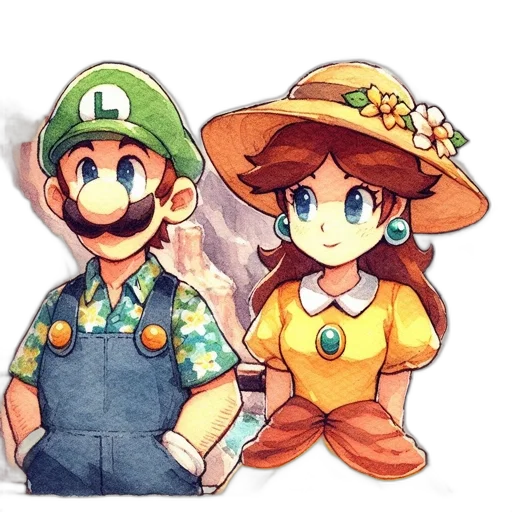 hat, dress, watercolor, pixel art transparent PNG cut-out