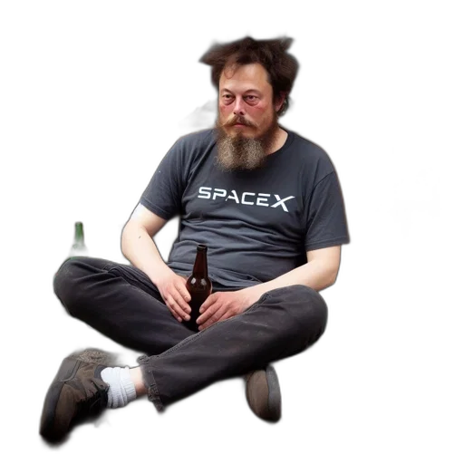bottle, jacket, staff, hair transparent PNG cut-out