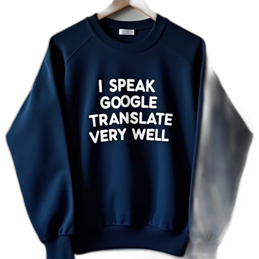 navy, sweatshirt, reads, speak transparent PNG cut-out