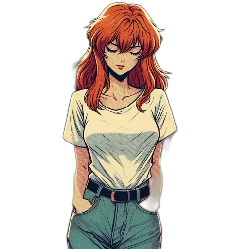 jacket, dress, staff, comic book art transparent PNG cut-out