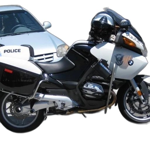 police, motorcycle, parked, next transparent PNG cut-out