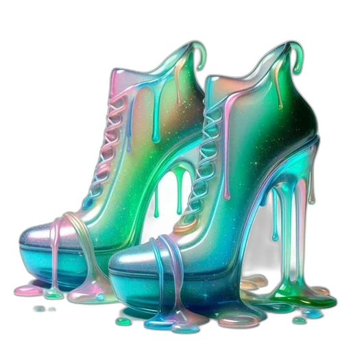 shoes, vaporwave, concept art, 3d render transparent PNG cut-out