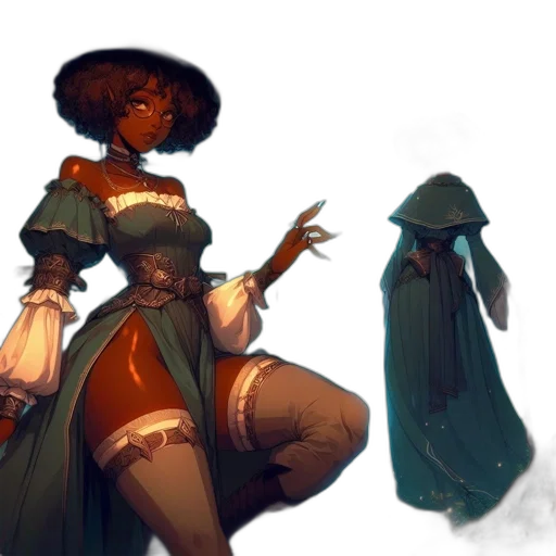 dress, staff, concept art, fantasy art transparent PNG cut-out