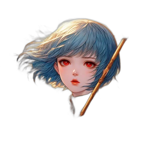 staff, hair, face, sword transparent PNG cut-out