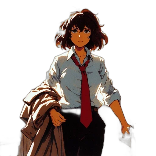 jacket, dress, staff, weapon transparent PNG cut-out