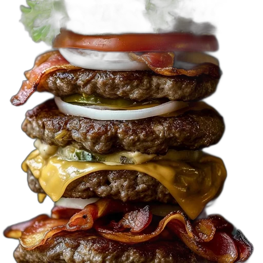 food, photorealistic, 3d render, towering transparent PNG cut-out