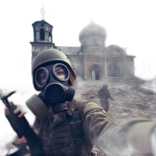 weapon, mask, jacket, concept art transparent PNG cut-out