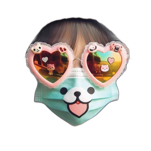 mask, face, 3d render, vaporwave transparent PNG cut-out