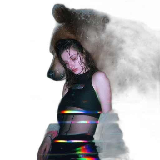 jacket, creature, dress, vaporwave transparent PNG cut-out