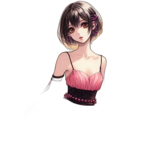 dress, mask, staff, flower transparent PNG cut-out