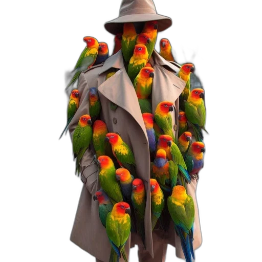 jacket, hat, animal, staff transparent PNG cut-out