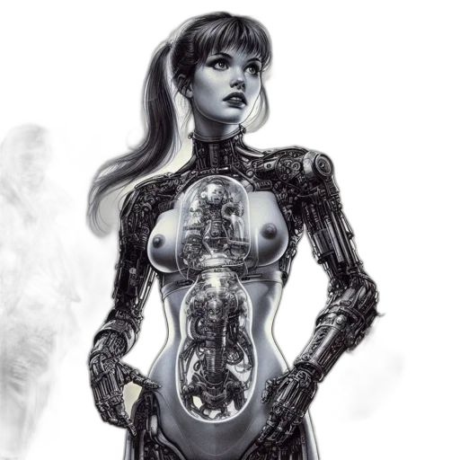 robot, dress, comic book art, concept art transparent PNG cut-out