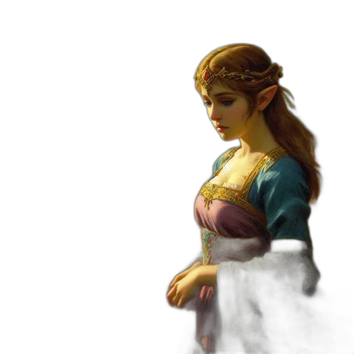 dress, face, crown, staff transparent PNG cut-out