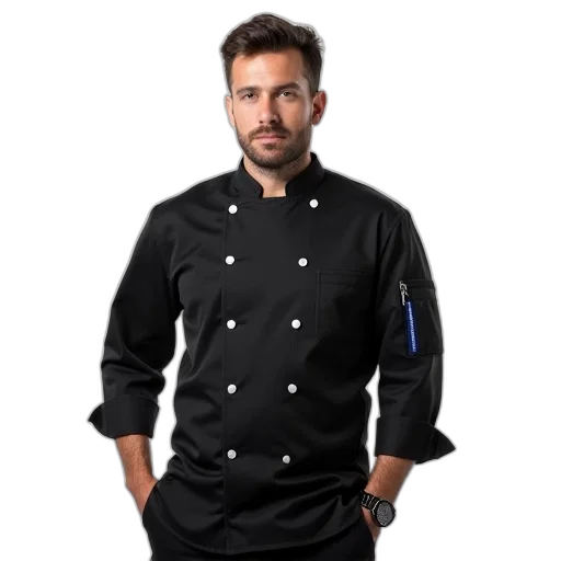 jacket, staff, food, man transparent PNG cut-out