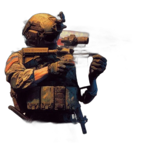weapon, robot, jacket, staff transparent PNG cut-out