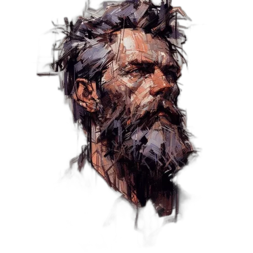 face, comic book art, concept art, watercolor transparent PNG cut-out