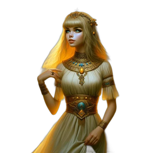 dress, jewelry, staff, crown transparent PNG cut-out