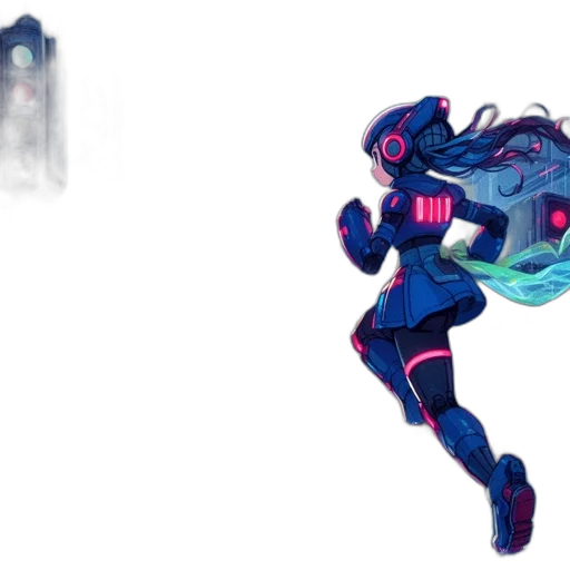 concept art, comic book art, pixel art, cyberpunk transparent PNG cut-out