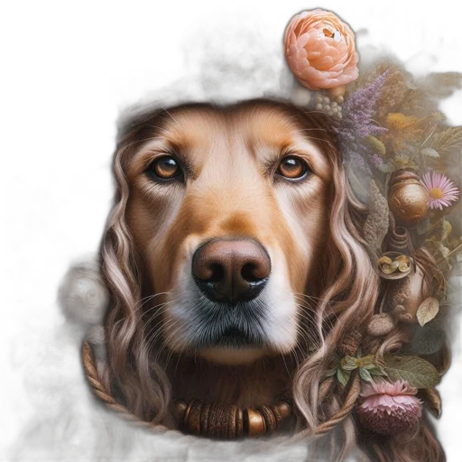 face, animal, crown, photorealistic transparent PNG cut-out