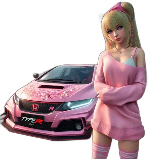 car, concept art, 3d render, vaporwave transparent PNG cut-out