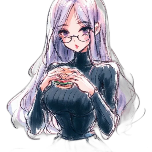 dress, hair, creature, staff transparent PNG cut-out