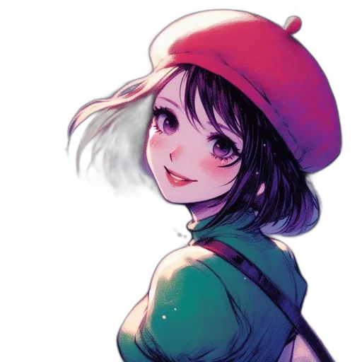 hat, face, jacket, staff transparent PNG cut-out