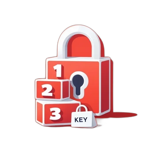 stylized, illustration, padlock, red transparent PNG cut-out