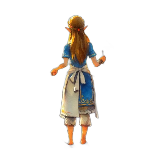 dress, staff, sword, hair transparent PNG cut-out