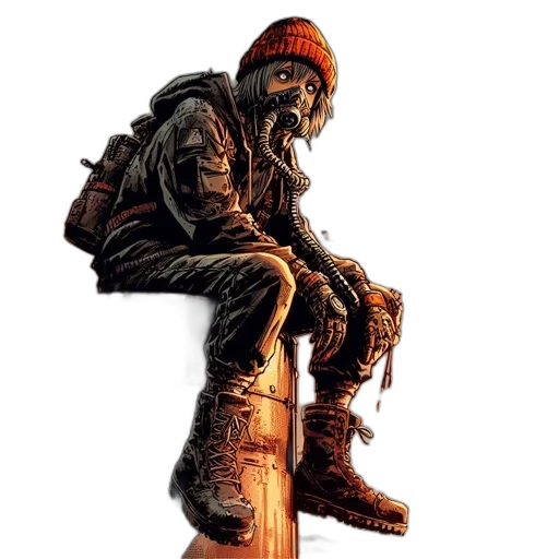 jacket, staff, weapon, creature transparent PNG cut-out