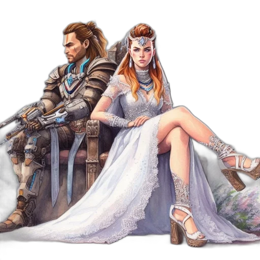 sword, dress, fantasy art, concept art transparent PNG cut-out