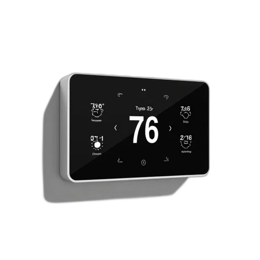 modern, digital, thermostat, black transparent PNG cut-out
