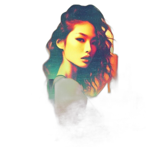 face, dragon, hair, photorealistic transparent PNG cut-out