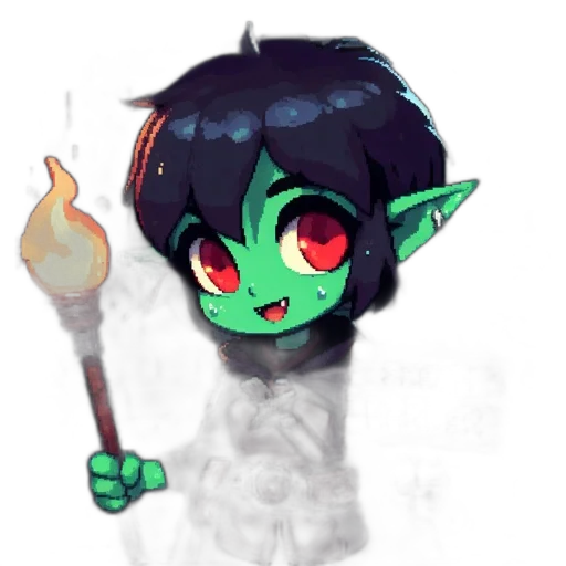 staff, creature, fantasy art, pixel art transparent PNG cut-out